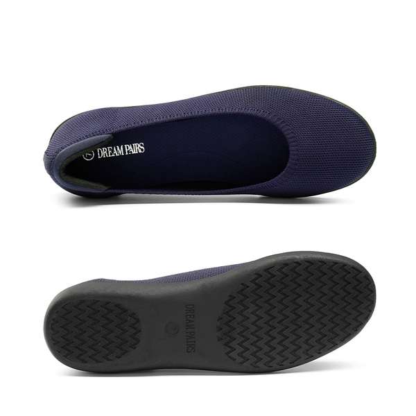 Round Toe Slip on Ballet Flats - NAVY - 2